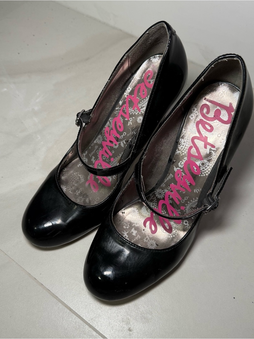 Betsey Johnson Black Patent Mary Jane Heels